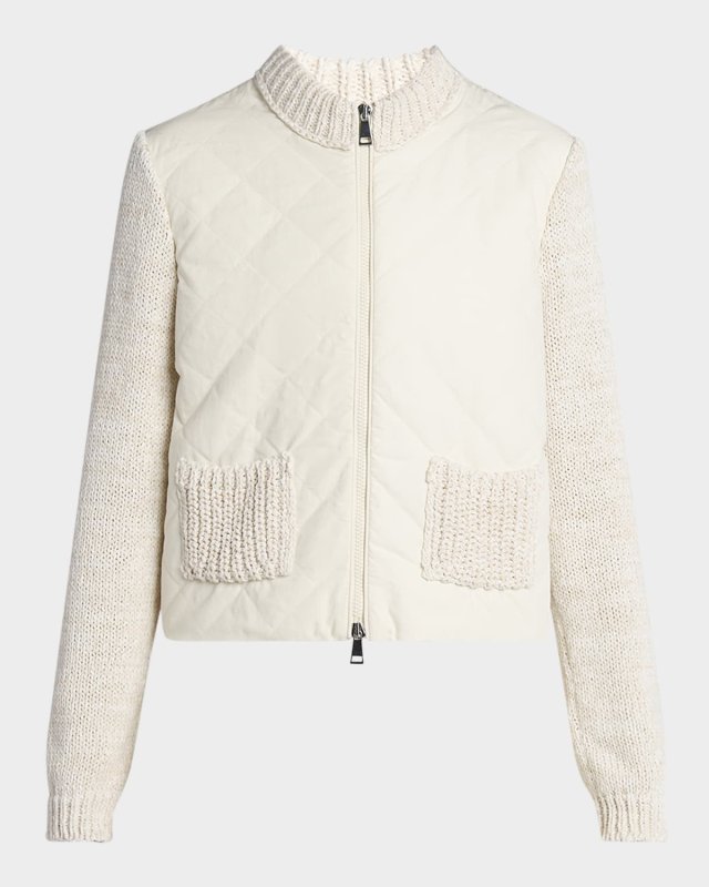 Quilted Knit Zip Cardigan